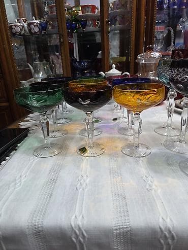 барные столы: Набор цветных бокалов из хрусталя - Тип: бокалы на ножке для — 5