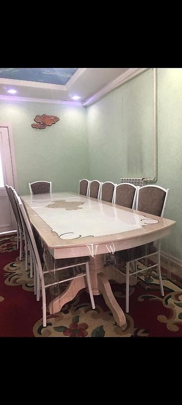 уй эмеректер: Конок бөлмөсү үчүн үстөл жана отургуч, түсү - Ак — 1