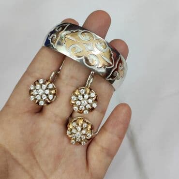 набор пандора: Серебряный Комплект+ Билерик, Браслет Серебро + золото 925/ пробы Цена — 5