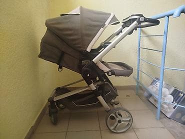 chicco echo: Детская прогулочная коляска-трансформер 2-в-1 (серо-бежевый цвет) — 1