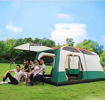 Семейная кемпинговая палатка с тамбуром и двумя комнатами -