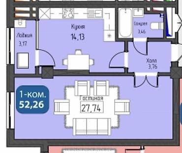 продается квартира село фрунзе: Строится, Элитка, 1 комната, 53 м² — 1