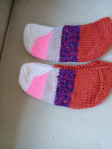 сиреневый: Вязаные следки/носочки ручной работы. - Мягкие и тёплые, связаны — 2