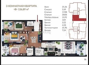 Недвижимость: 3 комнаты, 126 м², Элитка, 5 этаж, Готовая ПСО (под самоотделку) — 3