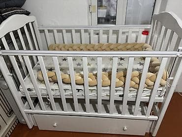 used bed: Детская односпальная кровать, Б/у, Для девочки, Для мальчика, С бортиком, С матрасом, МДФ — 2