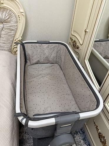 дочка: Детская приставная кроватка, Без колесиков, цвет - Серый — 2