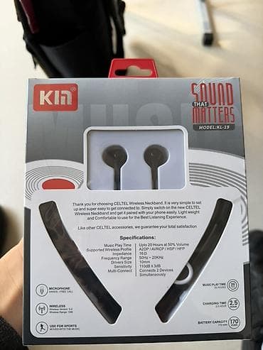 Уюлдук телефондор жана аксессуарлар: Беспроводные наушники-гарнитура KIh (модель KL-19) формата шейного — 2