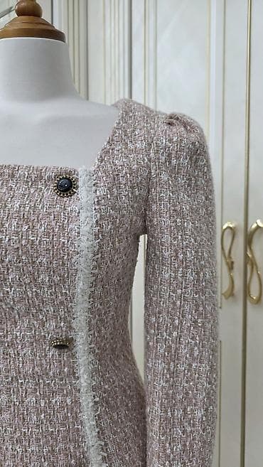 Платья: Повседневное платье, Короткая модель, Твид, Платье-пиджак, S — 6
