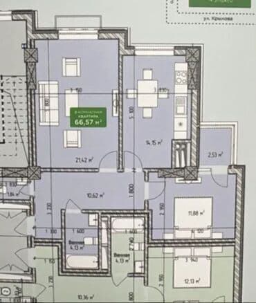 прадаю квартиру район филармония: 2 комнаты, 67 м², Элитка, 6 этаж, ПСО (под самоотделку) — 2