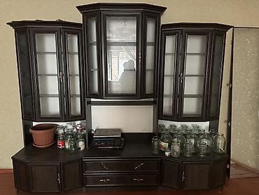 Стенки-шкафы: Стенка-шкаф, Тип стенки-шкафа: Модульная, Для зала, Б/у, Особенности: Для хранения посуды — 1