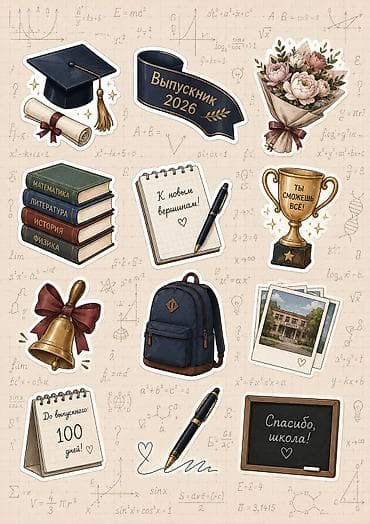 выпускник: Стикерпаки «На выпускной 2026» - Тематика: выпускной, школа — 4