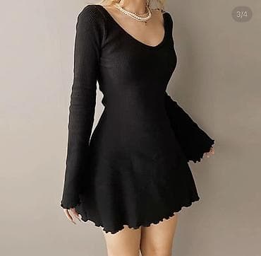 вязаное платье: Повседневное платье, Лето, Короткая модель, Трикотаж, Лапша, XS, S, M — 3