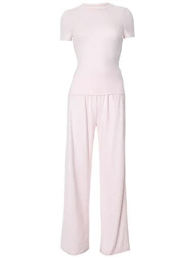 Женский домашний комплект из мягкого трикотажа, цвет светло‑розовый