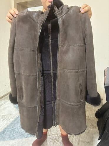 теплый и удобный: Дубленка, Классическая модель, Турция, По колено, С капюшоном, L, XL — 2