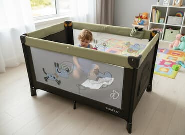 детские коврики с игрушками: Манеж-кровать, Б/у, Складной — 1