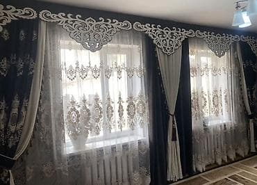 для стирки: Комплект штор с ажурным ламбрекеном - Дизайн: классический с — 1