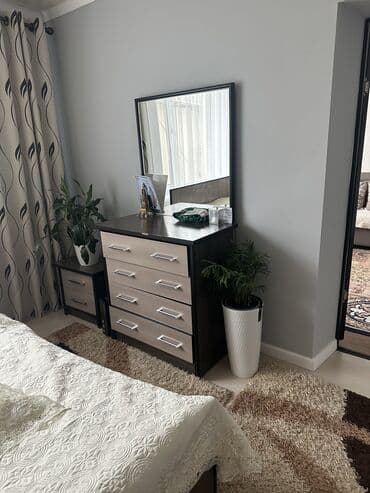 бушный спалный: Спальный гарнитур, Б/у, Двуспальная кровать, Комод, Трюмо, Кыргызстан, МДФ, цвет - Бежевый — 2