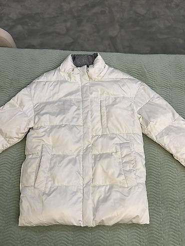 Белая утеплённая куртка-пуховик - Классический прямой крой, длина до