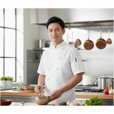 корзины железные: Классическая поварская куртка унисекс с короткими рукавами — 1