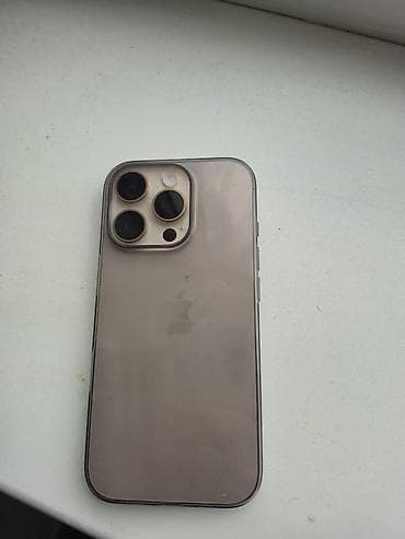 IPhone 16 Pro, Б/у, 256 ГБ, Desert Titanium, Защитное стекло, Чехол, Коробка, 90 %
