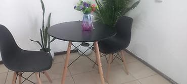 мини стол: Кухонный стол и стул, Б/у, цвет - Черный — 1