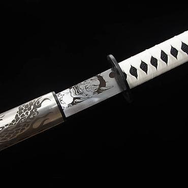 катана деревянная: Катана Белая катана с железной ножной. Уникальный принт на лезвии и — 3