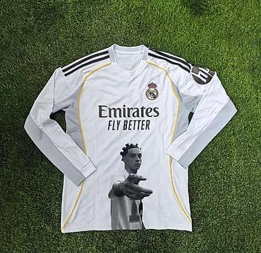 tech flece: Футбольная длиннорукавная игровая майка Real Madrid (белая) с — 3