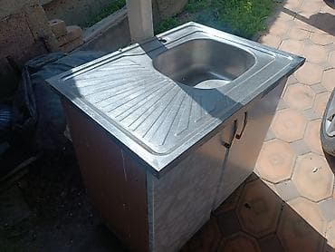 шкаф для раковины: Тумба для кухни, Б/у, С мойкой, Напольная, Самовывоз, цвет - Серый — 2