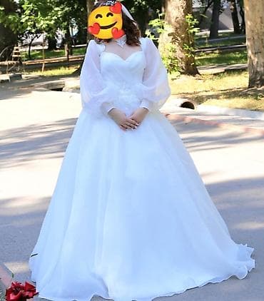 Свадебное платье, Со шлейфом, Органза, А-силуэт, Новый — 2