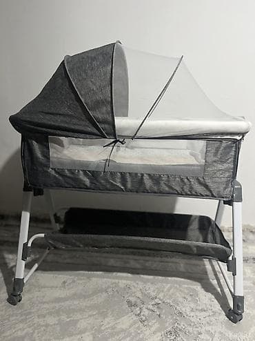 aol kg: Детская приставная кроватка, С колесиками, цвет - Серый — 1