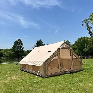 спорт: Просторная кемпинговая палатка-тент типа «домик» (бежевая) размеры — 3