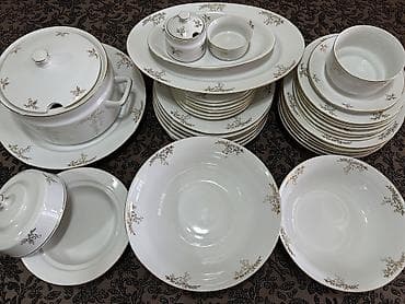 Посуда: Винтаж! Классика! Столовый сервиз из белоснежного фарфора с позолотой — 4