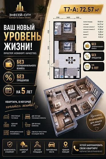 квартиры без мебели снять: Строится, Элитка, 5 комнат, 72 м² — 3