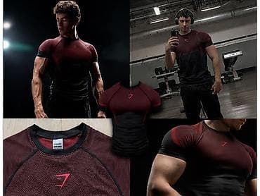 Мужская одежда: Спортивная футболка GYM SHARK черного цвета с коротким рукавом. - — 1