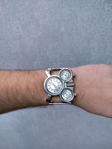 Кошельки: Мужские кварцевые наручные часы Oulm с тремя циферблатами - Три — 8