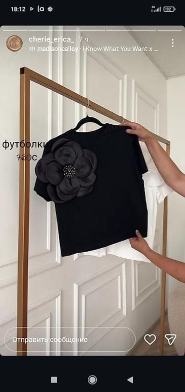 Футболка, Классическая модель, Трикотаж, Новый, M