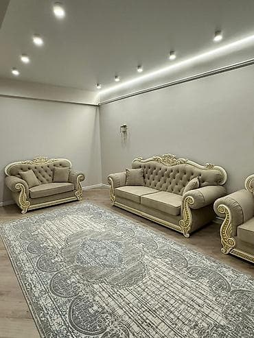 велюровое: Комплект мягкой мебели, цвет - Бежевый — 4