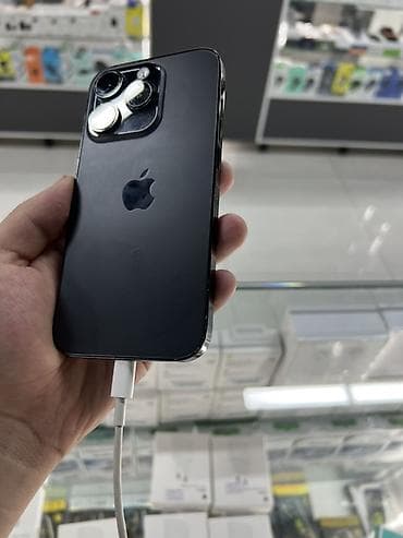 Apple iPhone: IPhone 14 Pro, Б/у, 128 ГБ, Black Titanium, Зарядное устройство, Защитное стекло, Чехол, В рассрочку, 85 % — 7