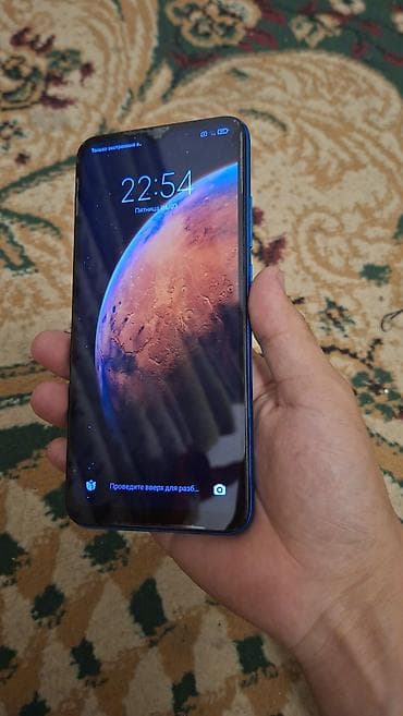 черные часы: Redmi, Redmi 9A, Б/у, 32 ГБ, цвет - Синий — 2