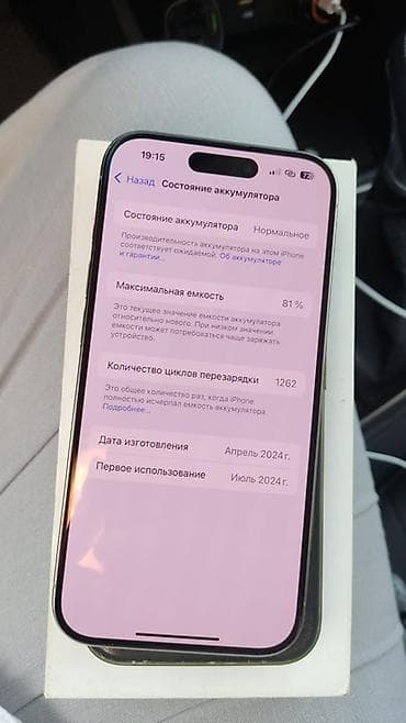 виктус 15: IPhone 15 Pro, Б/у, 128 ГБ, Natural Titanium, Коробка, 81 % — 3