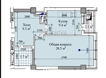 1 комната, 45 м², Технопарк Элитка, 12 этаж, ПСО (под самоотделку)