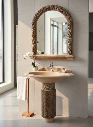 раковина с пьедесталом: Раковина для ванной, Особенности: С узором, Материал: Искусственный камень, Размер: 90 x 60 см — 1