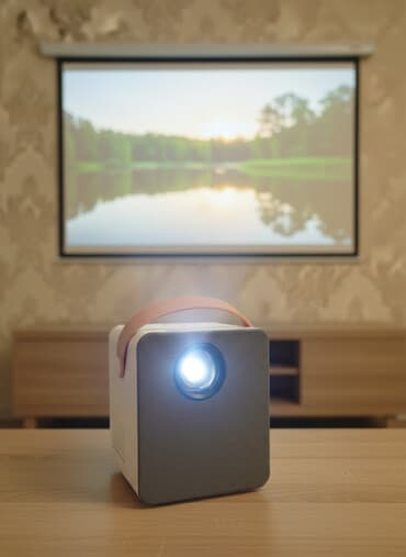 деревянный планшет для рисования: Портативный светодиодный проектор кубической формы с ручкой для — 1