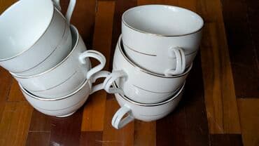 набор кулюч: Набор посуды из тонкого фарфора. 1) 4 пиалы с богатой золотистой — 9