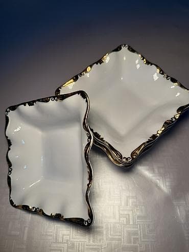 double a: Набор десертных/салатных пиал из фарфора с золотым декором,чашка — 7