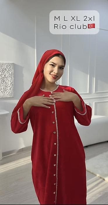 Одежда для дома и сна: Халат, Хлопок, Турция, С кружевом, M — 4