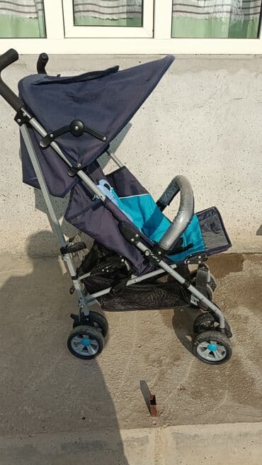 машина большая детская: Коляска, цвет - Голубой, Б/у — 1