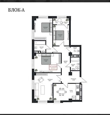 4: 4 комнаты, 107 м², Элитка, 9 этаж, Готовая ПСО (под самоотделку) — 1