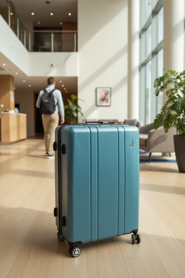 хозяйственная сумка на колесах: Чемодан, Б/у, Материал: Пластик, Средний (40 - 70 л), Твердый корпус — 1