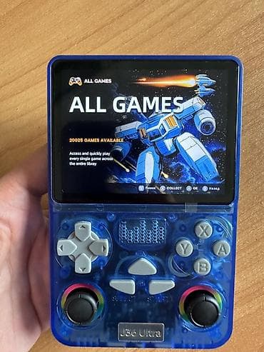 Техника и электроника: Портативная игровая консоль J36 Ultra (синий прозрачный корпус) - — 6